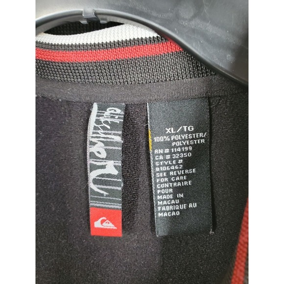 Vtg Quiksilver Track Jacket Men XL Black Red Colorblock Embroidered Logo Varsity - Picture 2 of 12